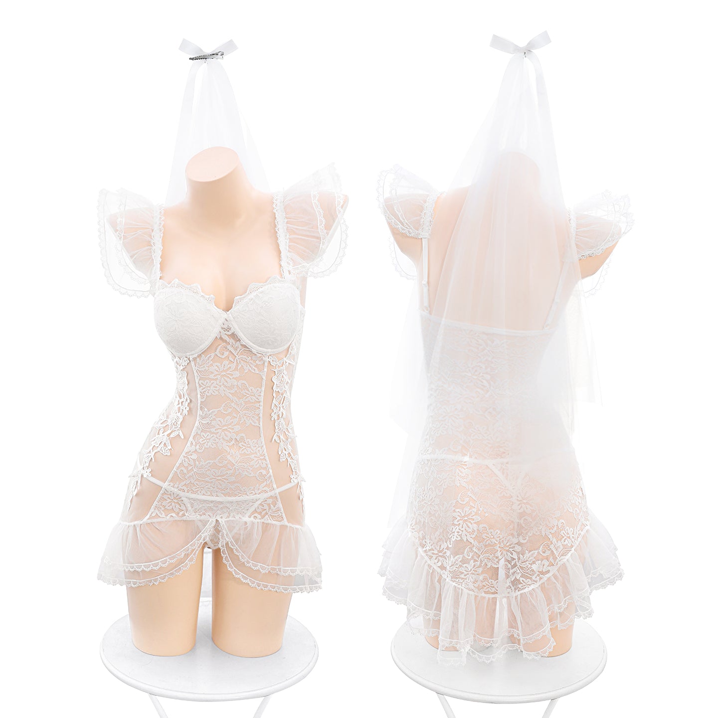 Bridal Fishtail Skirt See-through Flirting Suit