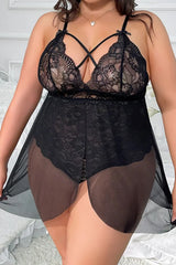 Plus Size Snap Crotch Lace Nighty