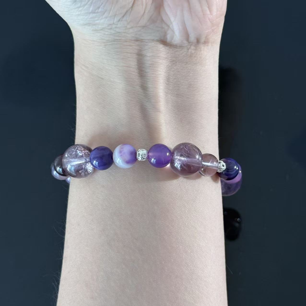 Dreamy Amethyst & Purple Agate Beaded Bracelet