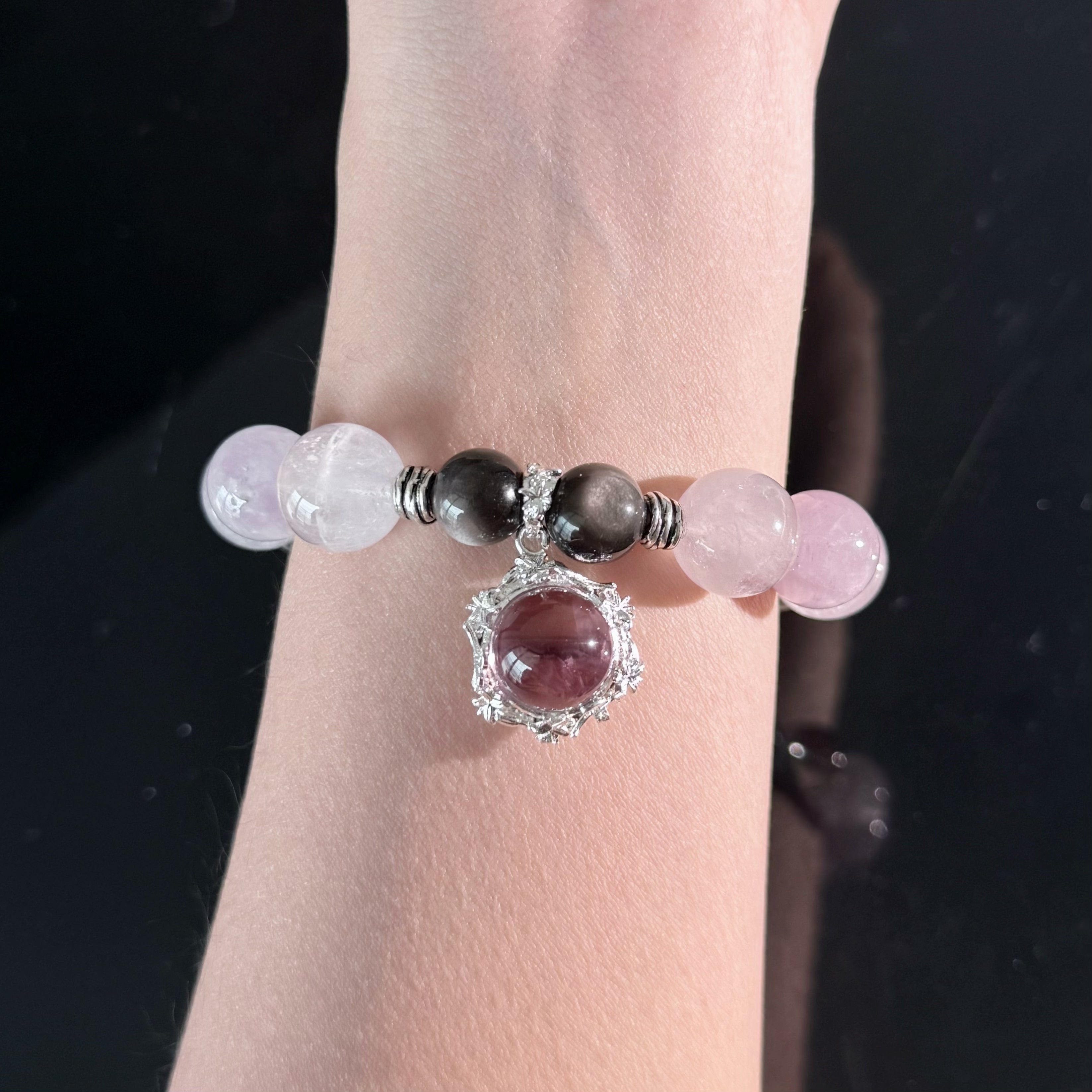 Pisces Crystal Bracelet – Amethyst, Rose Quartz & Smoky Quartz Healing Bracelet
