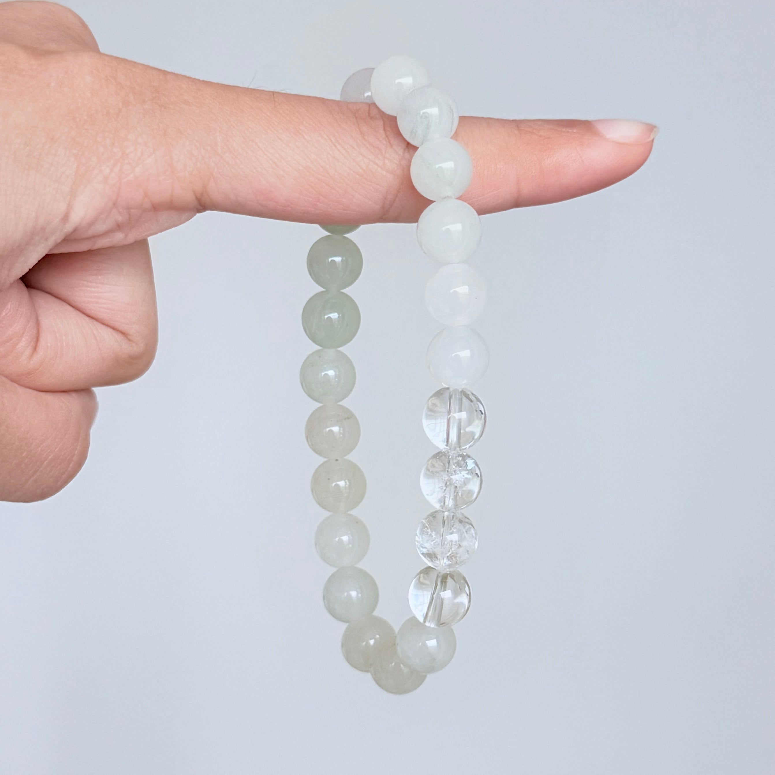 White Chalcedony & Clear Quartz Bracelet