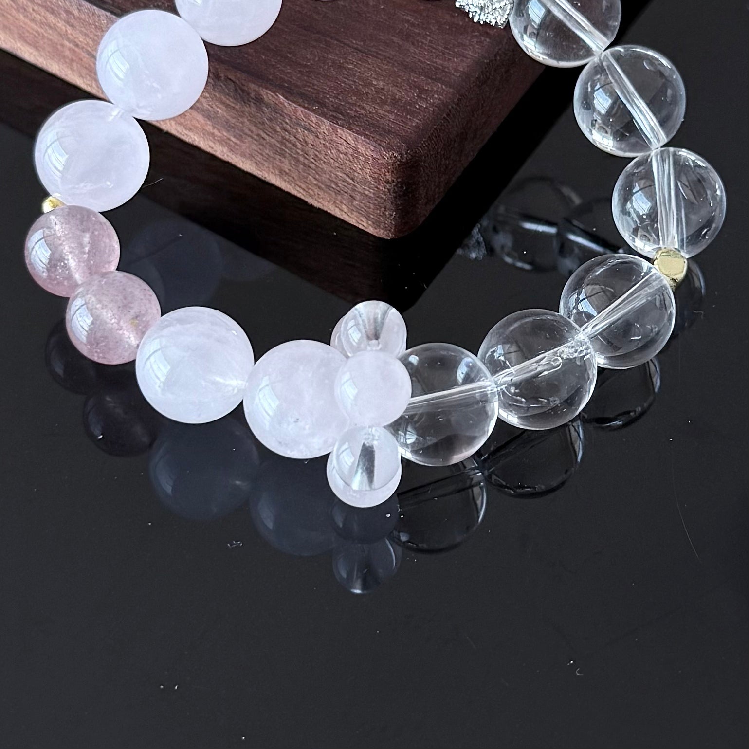 Rose Quartz & Clear Quartz Crystal Bracelet