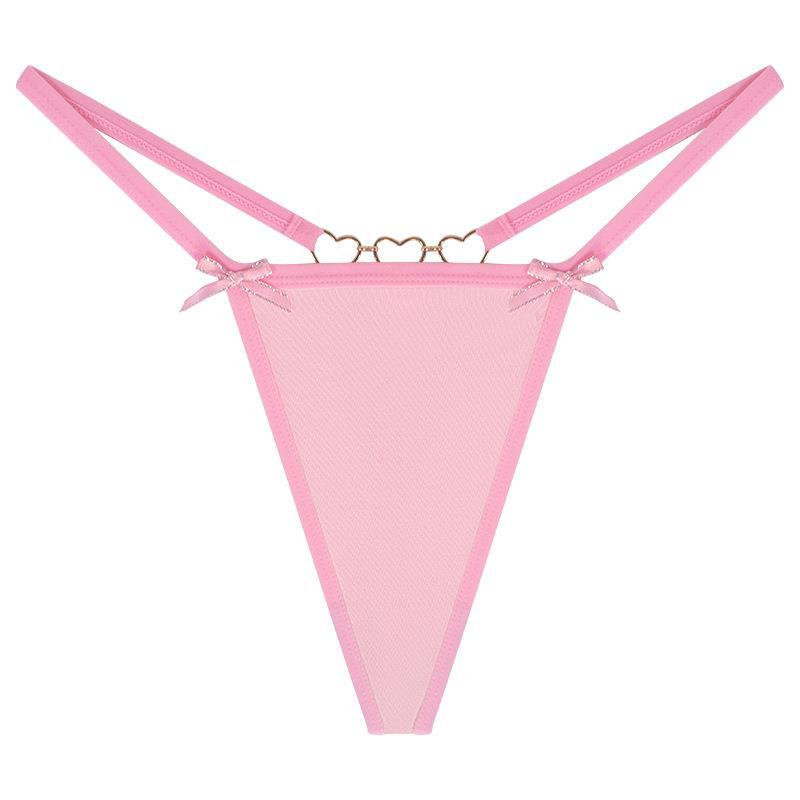 Love Heart Chain Bowknot Low Waist Seamless Thong