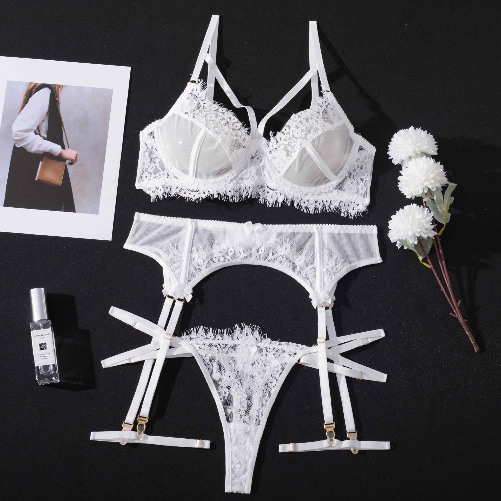 Mesh Stitching Lace Garter Lingerie Fun Suit