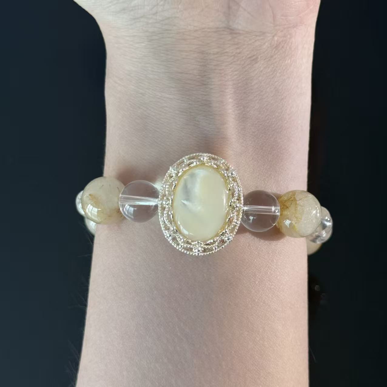 Purify your magnetic field and enhance your aura | White Crystal and Citrine Bracelet