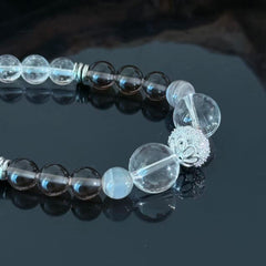 Handcrafted Bracelet featuring Black Onyx, Clear Quartz, and Grey-Veined Agate — A Gemstone Beaded Bracelet for Protection, Clarity, and Balance