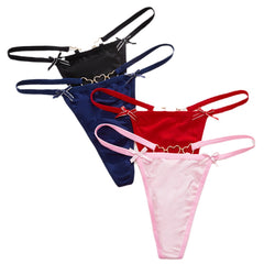 Love Heart Chain Bowknot Low Waist Seamless Thong
