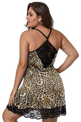 Plus Size Leopard Print Slip Nightdress