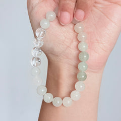 White Chalcedony & Clear Quartz Bracelet