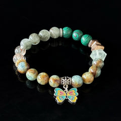 Malachite & Moss Agate Butterfly Bracelet