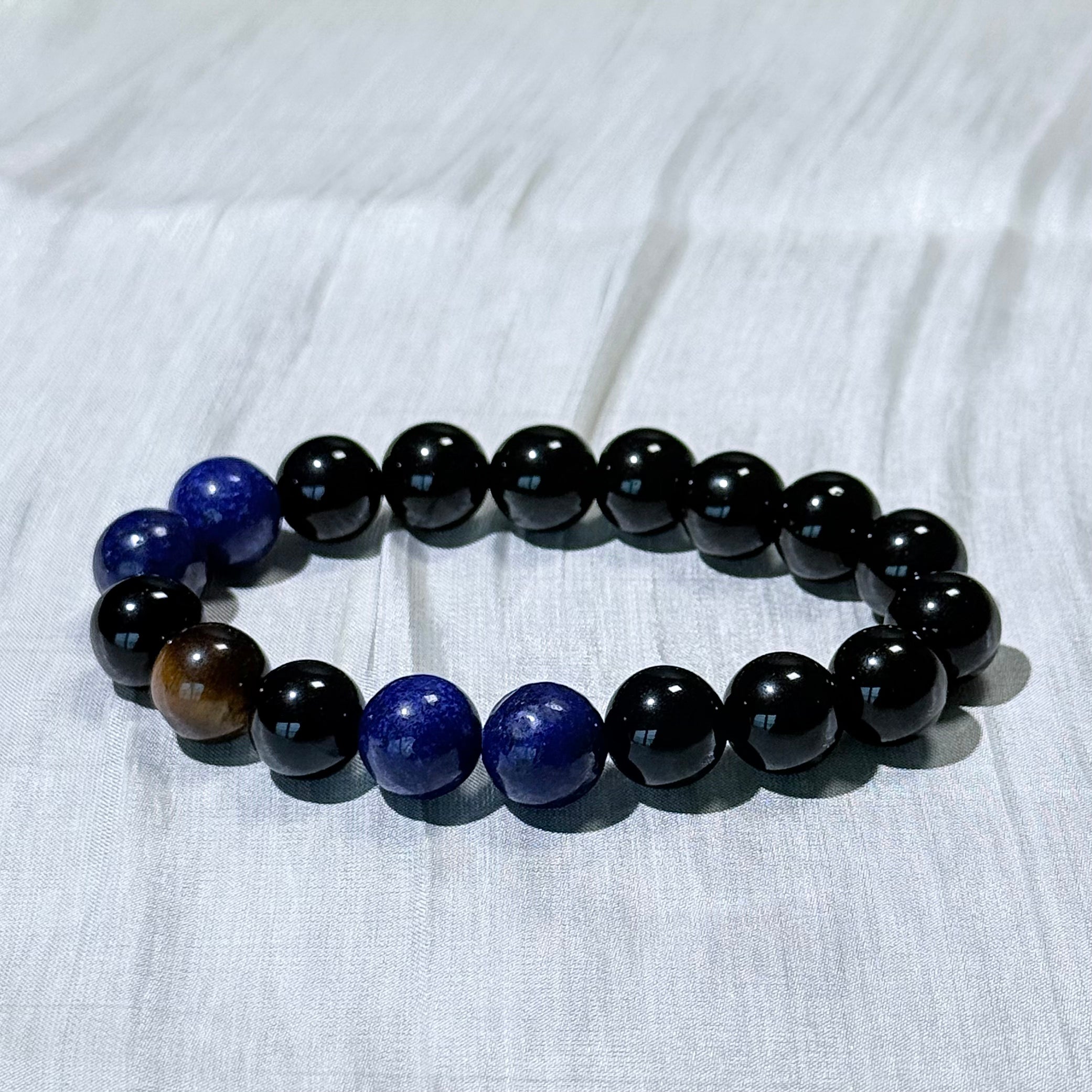 Black Obsidian and Sodalite Crystal Bracelet