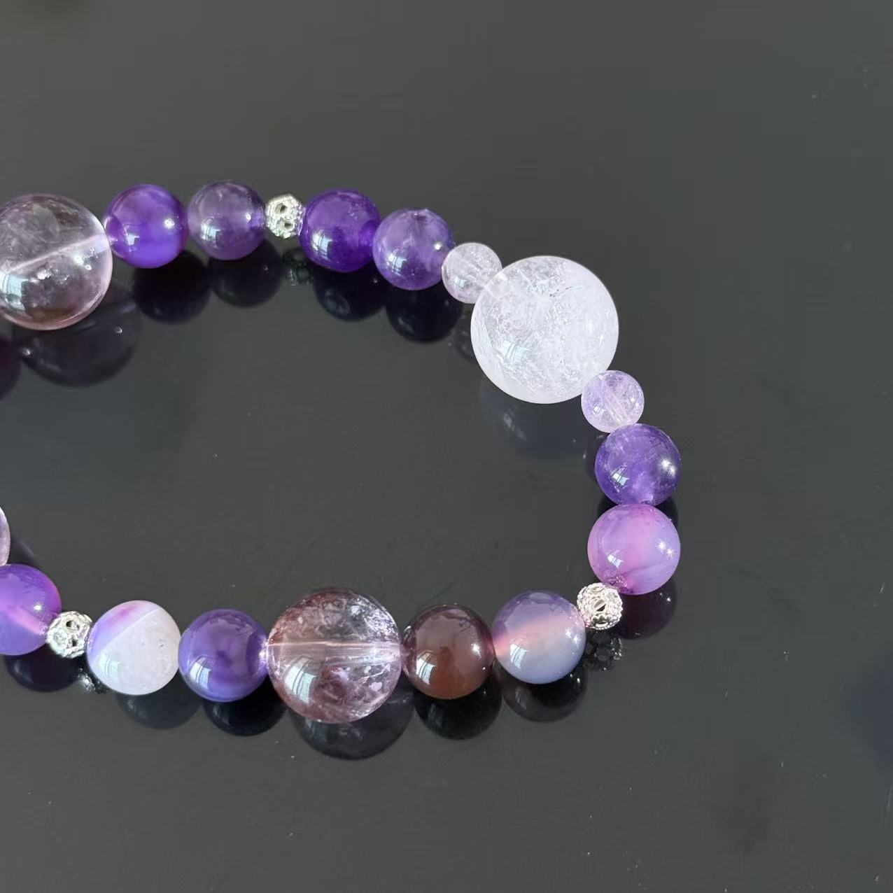 Dreamy Amethyst & Purple Agate Beaded Bracelet
