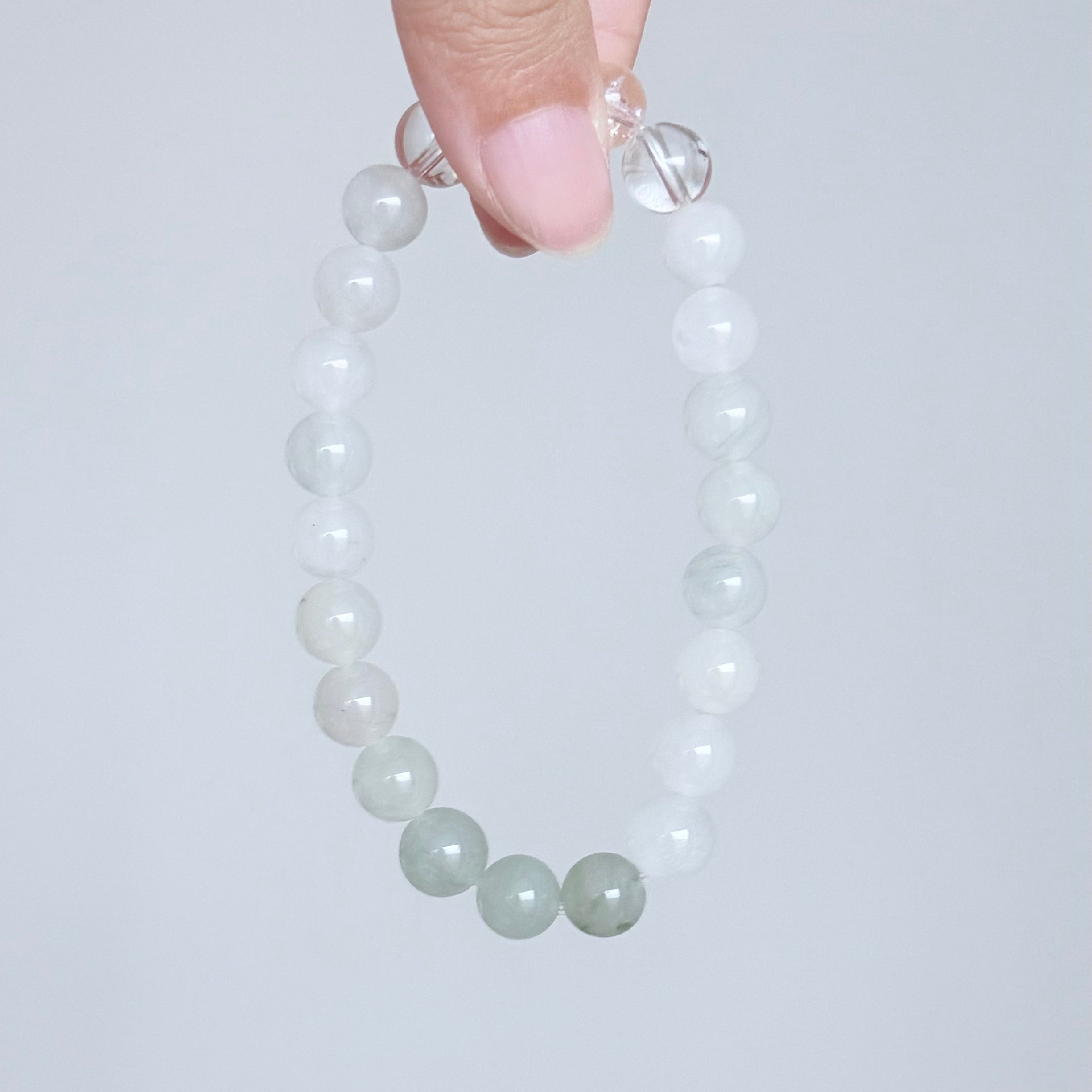 White Chalcedony & Clear Quartz Bracelet