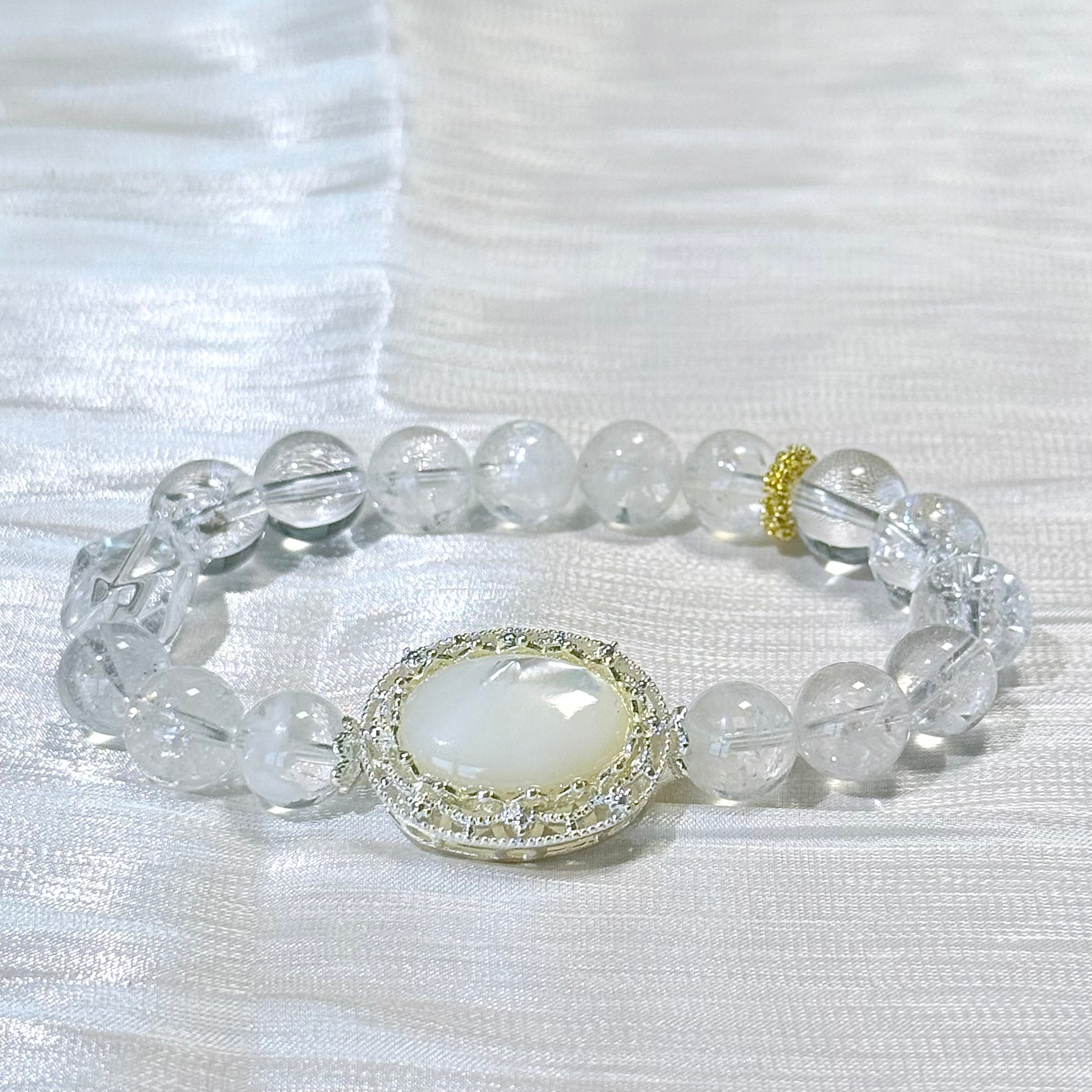 Moonstone & Clear Quartz Crystal Bracelet