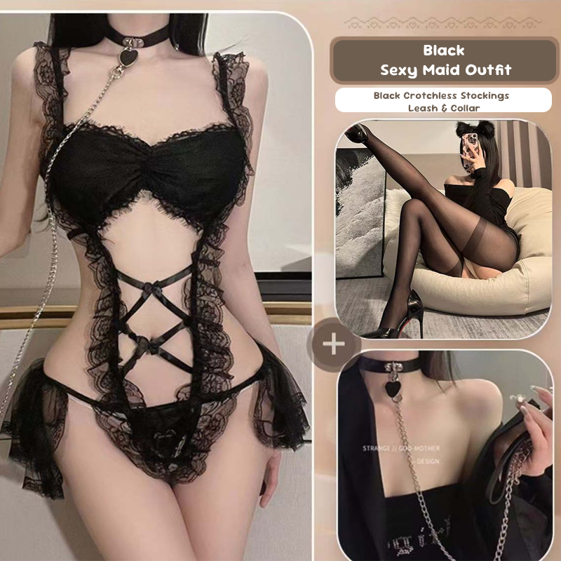 Lace Maid Costume See-through Free Lingerie