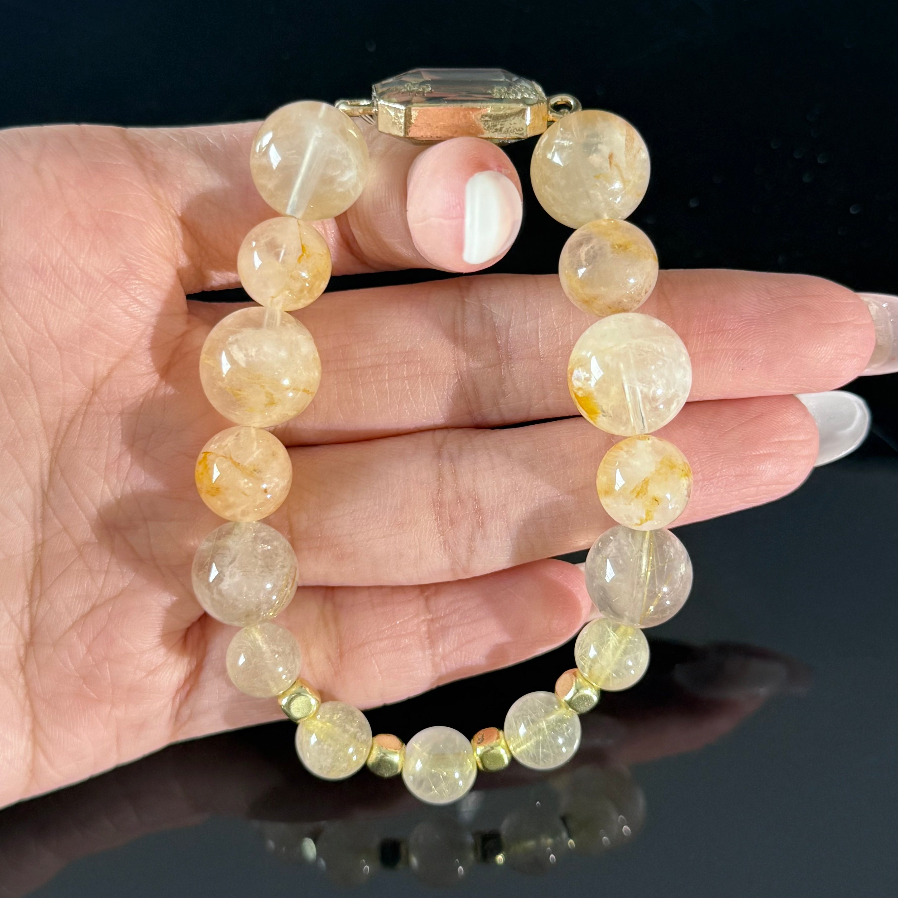 Leo Crystal Bracelet – Golden Rutilated Quartz for Wealth & Confidence