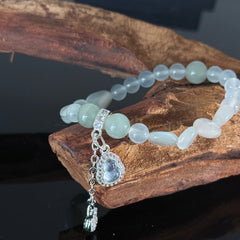 Handcrafted Aquamarine & Blue Chalcedony Crystal Bracelet — Jewelry for Serenity, Clarity, and Healing