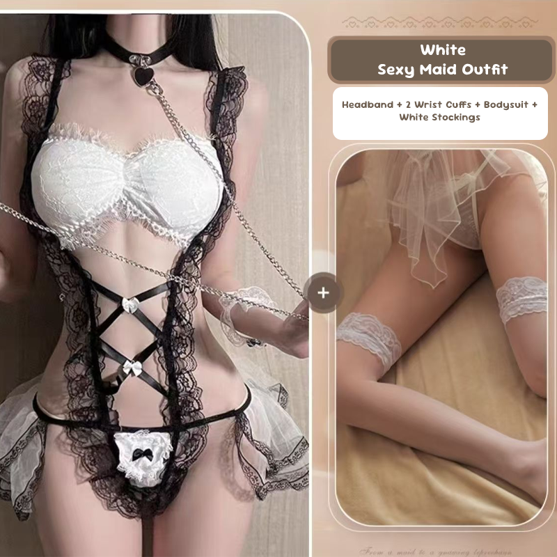 Lace Maid Costume See-through Free Lingerie