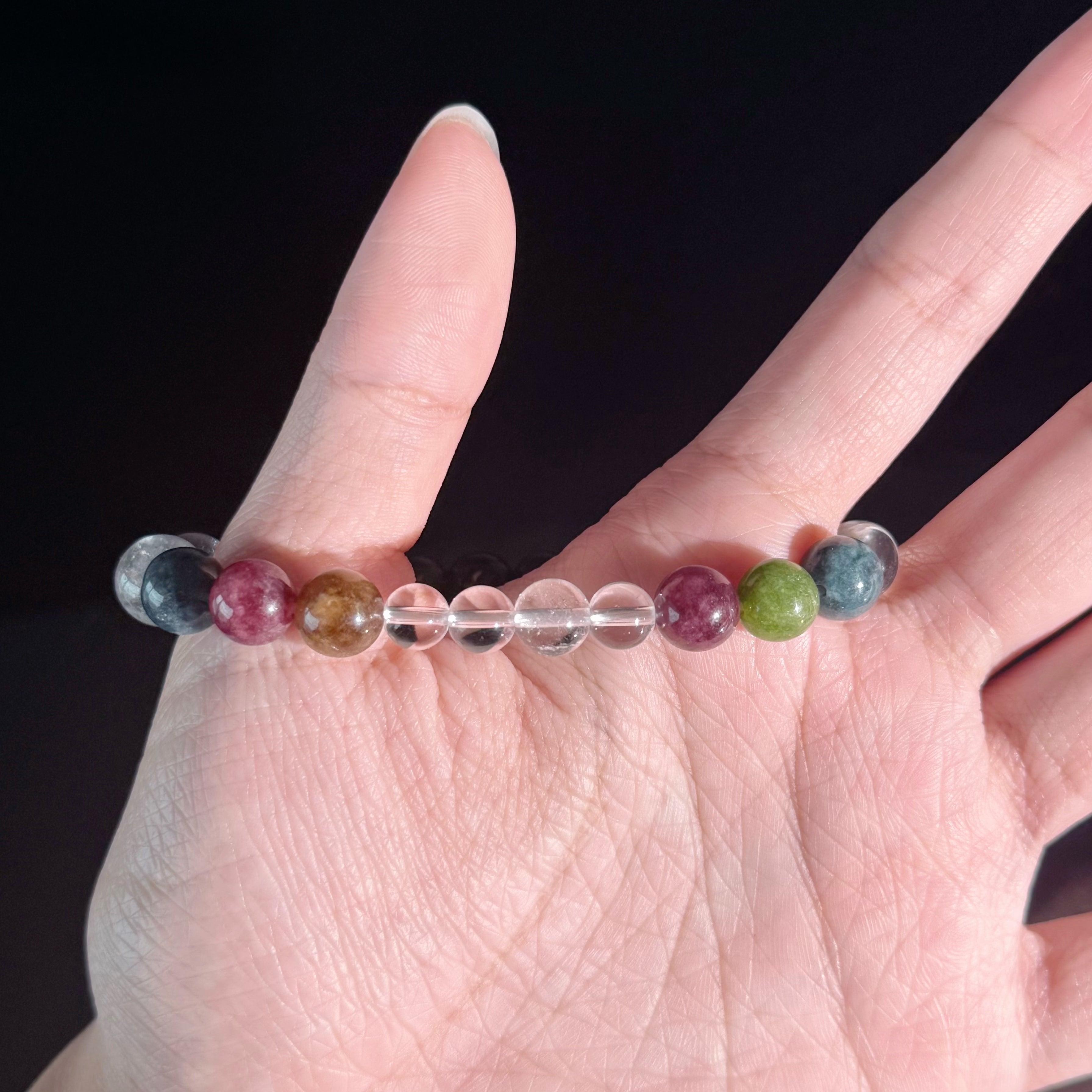 Black Obsidian & Clear Quartz Chakra Bracelet – Protection & Emotional Balance Crystal Bracelet