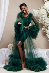 Bridal Ball Puffy Silky Yarn Robe Formal Dress Only Outer Mesh