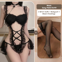 Lace Maid Costume See-through Free Lingerie