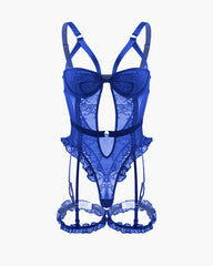 Backless Lace Garter Teddy With Leg Rings