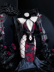 Ancient Style Plush Halter Neck Straps Cheongsam Uniform