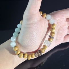 Taurus Crystal Bracelet – Wood & White Jade Zodiac Bracelet