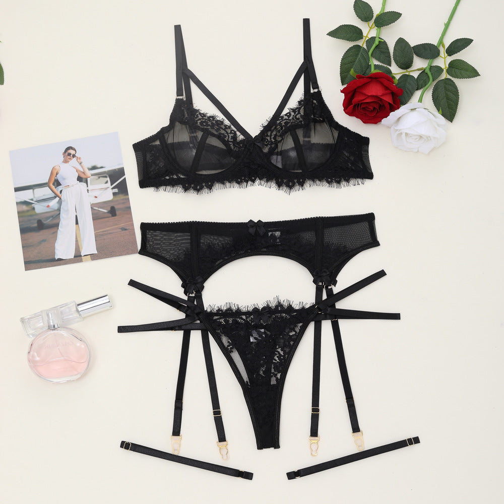 Mesh Stitching Lace Garter Lingerie Fun Suit