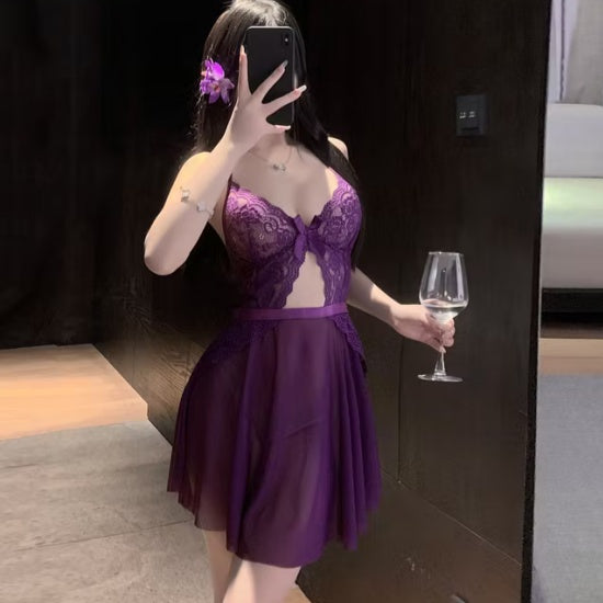ã€?9.9】Mesh Bowknot Underwear Nightdress