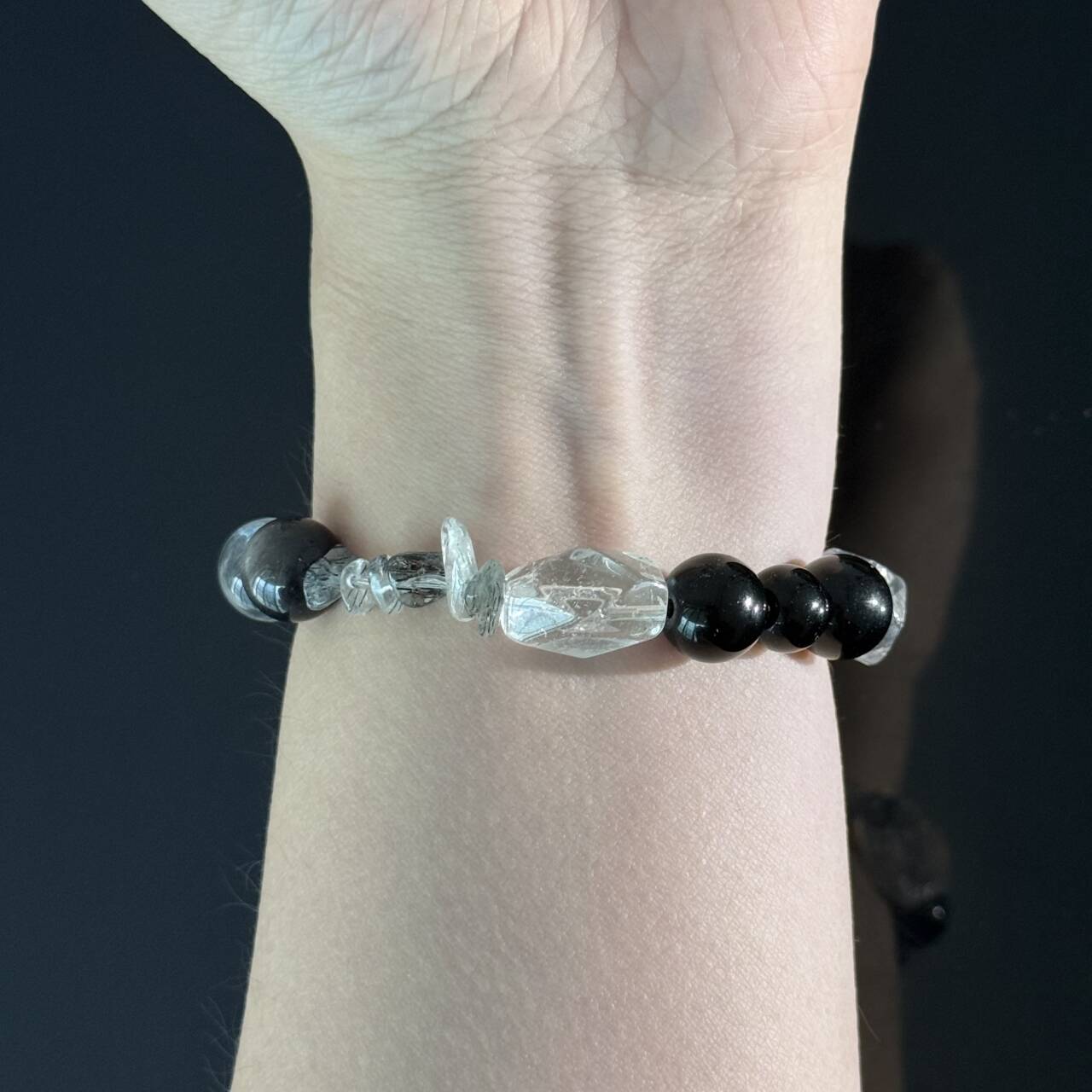 Handcrafted Obsidian and White Crystal Bracelet — A Crystal Bracelet Offering Both Protection and Healing Properties