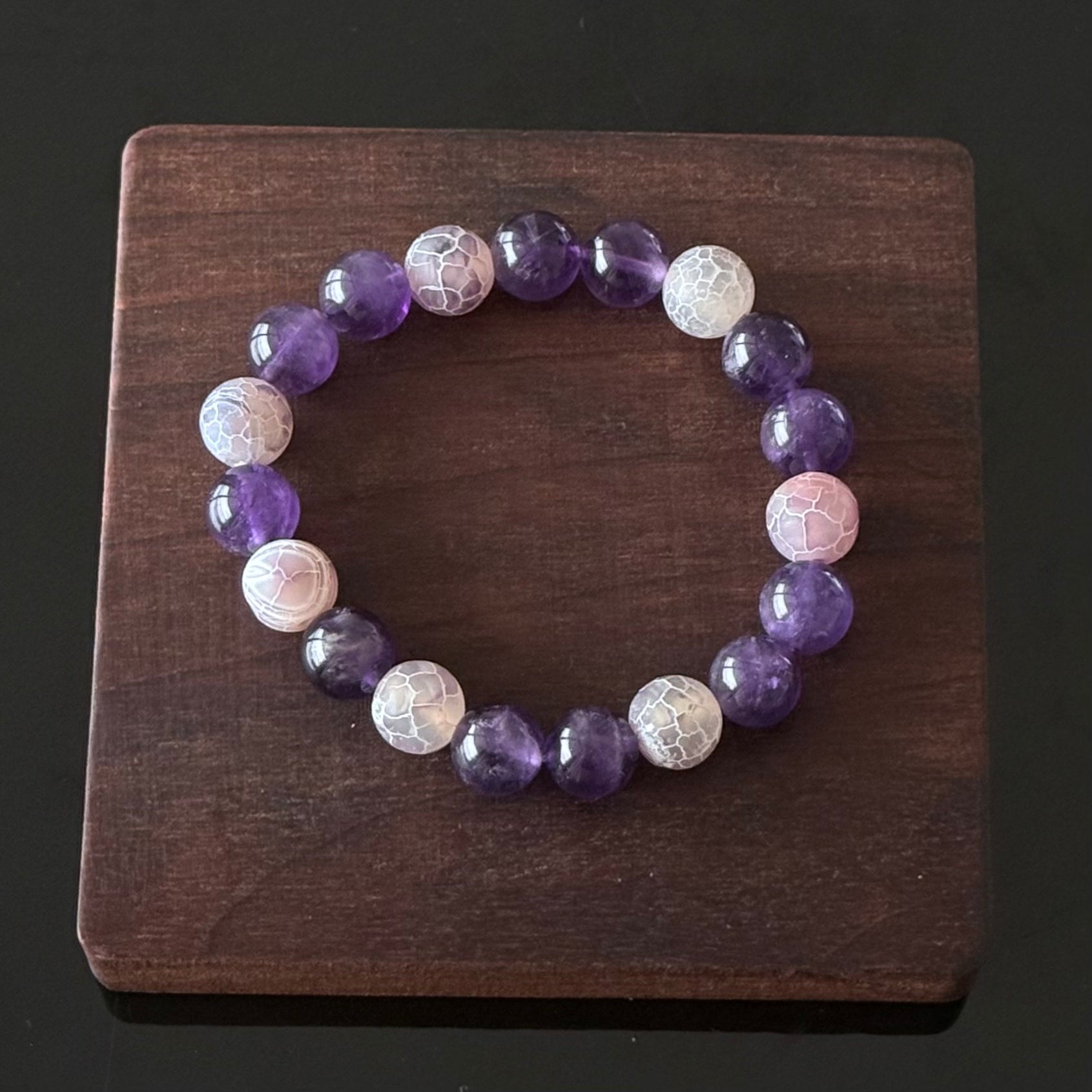 Amethyst & Cracked Agate Crystal Bracelet