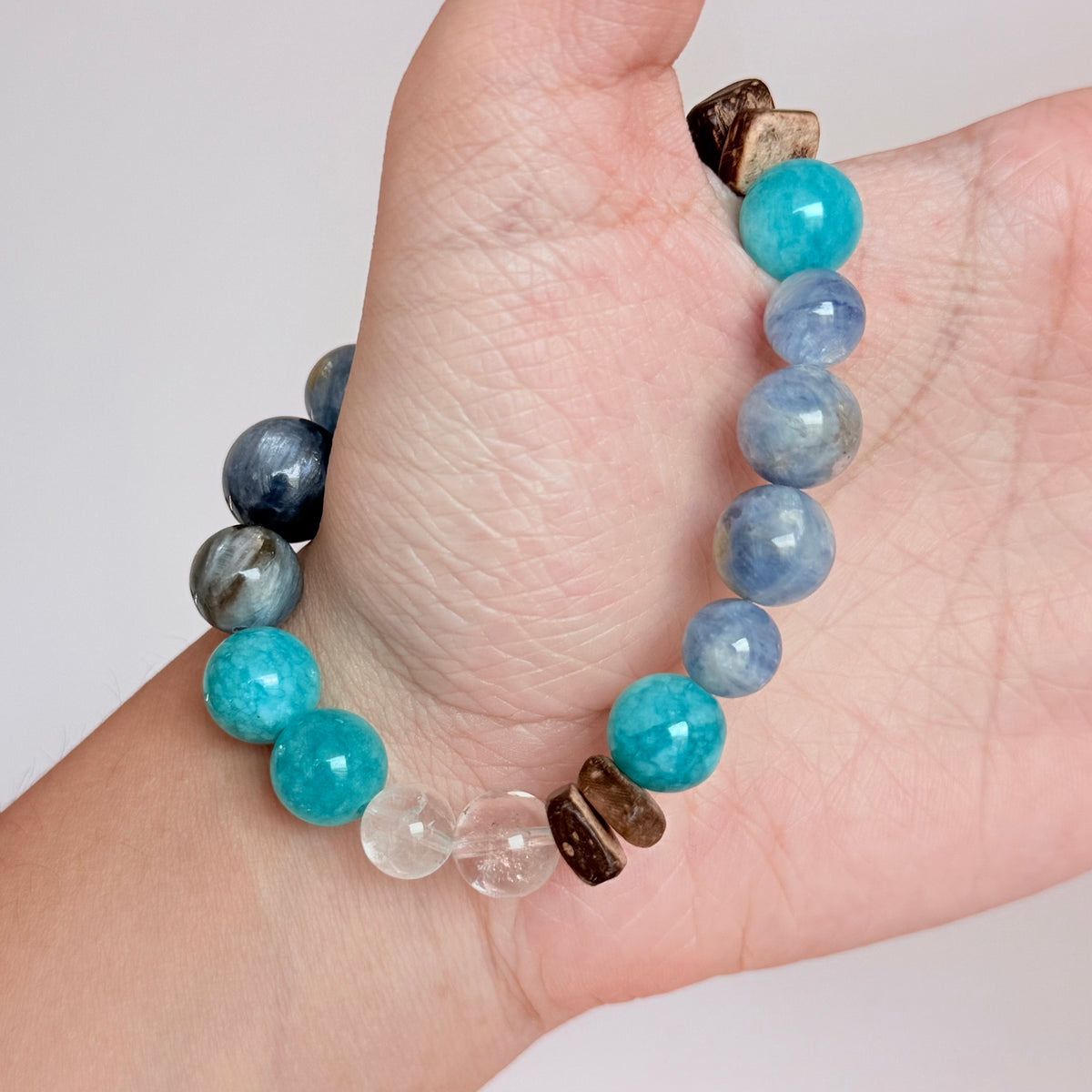 Blue Kyanite & Amazonite Bracelet with Clear Quartz