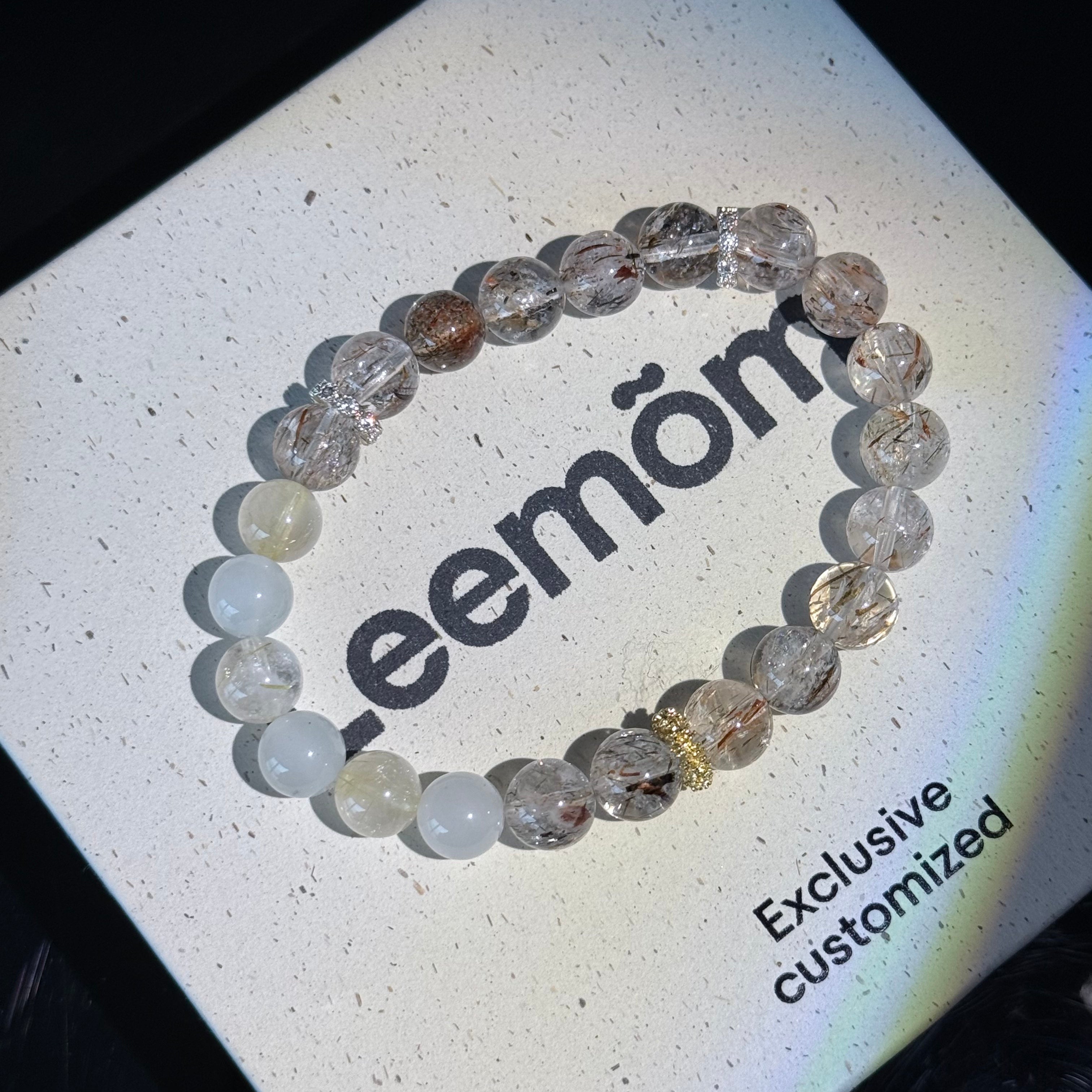 Golden Rutilated Quartz & White Jade Bracelet for Leo