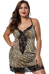 Plus Size Leopard Print Slip Nightdress