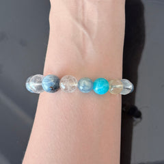 Blue Kyanite & Apatite Crystal Bracelet with Clear Quartz