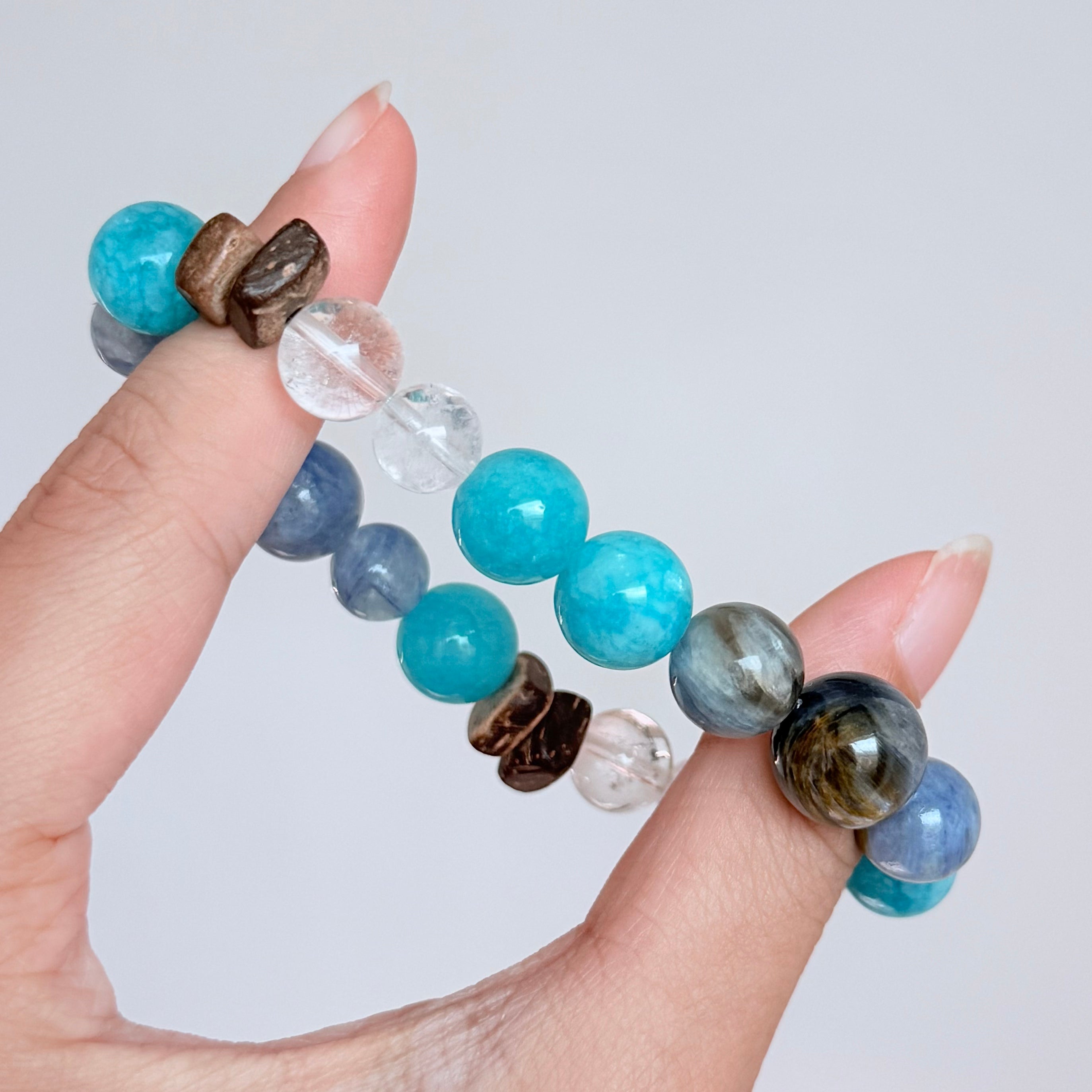 Blue Kyanite & Amazonite Bracelet with Clear Quartz