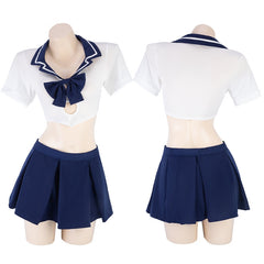 Patchwork Bow-tie Student JK Uniform Erotic Lingerie Set