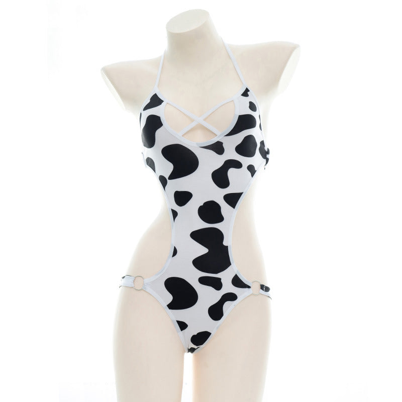 Polka Dot Cow Print Bikini Bodysuit
