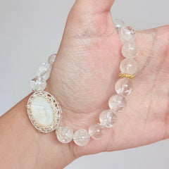 Moonstone & Clear Quartz Crystal Bracelet
