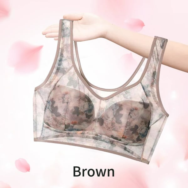 Middle-aged Printed Bra Large Size Thin Style Wireless Vest-style Bra Prevent Sagging  Seamless