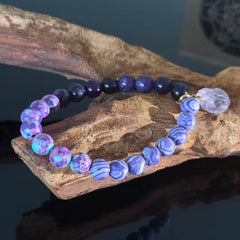 Handcrafted Purple Agate and Amethyst Bracelet — Jewelry for Enhanced Intuition, Protection, and Spiritual Healing