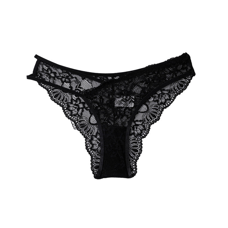 Low Rise Lace G-String Panties Strappy Design with Breathable Cotton Crotch