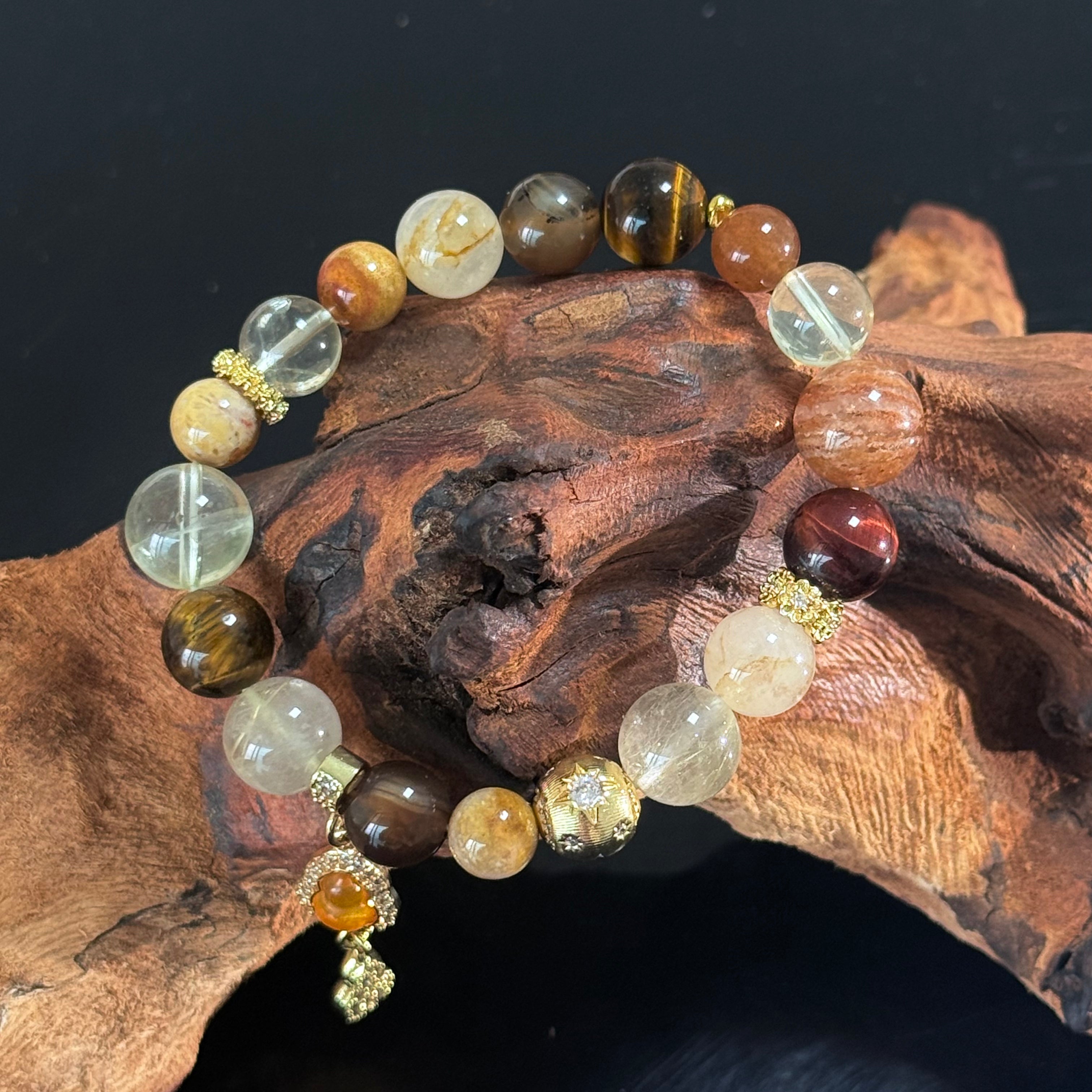 Gourd of Blessings & Money Bag Charm | Wealth-Attracting & Luck-Preserving Multi-Gemstone Crystal Bracelet