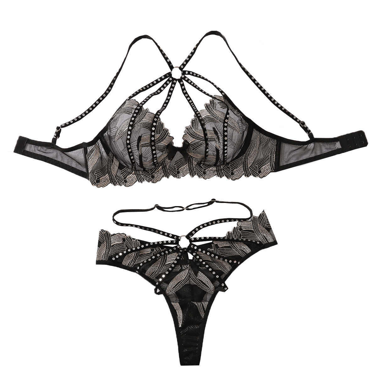 Lace Embroidery Push - Up Lingerie Bra Panty Set