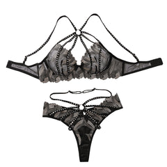 Lace Embroidery Push - Up Lingerie Bra Panty Set