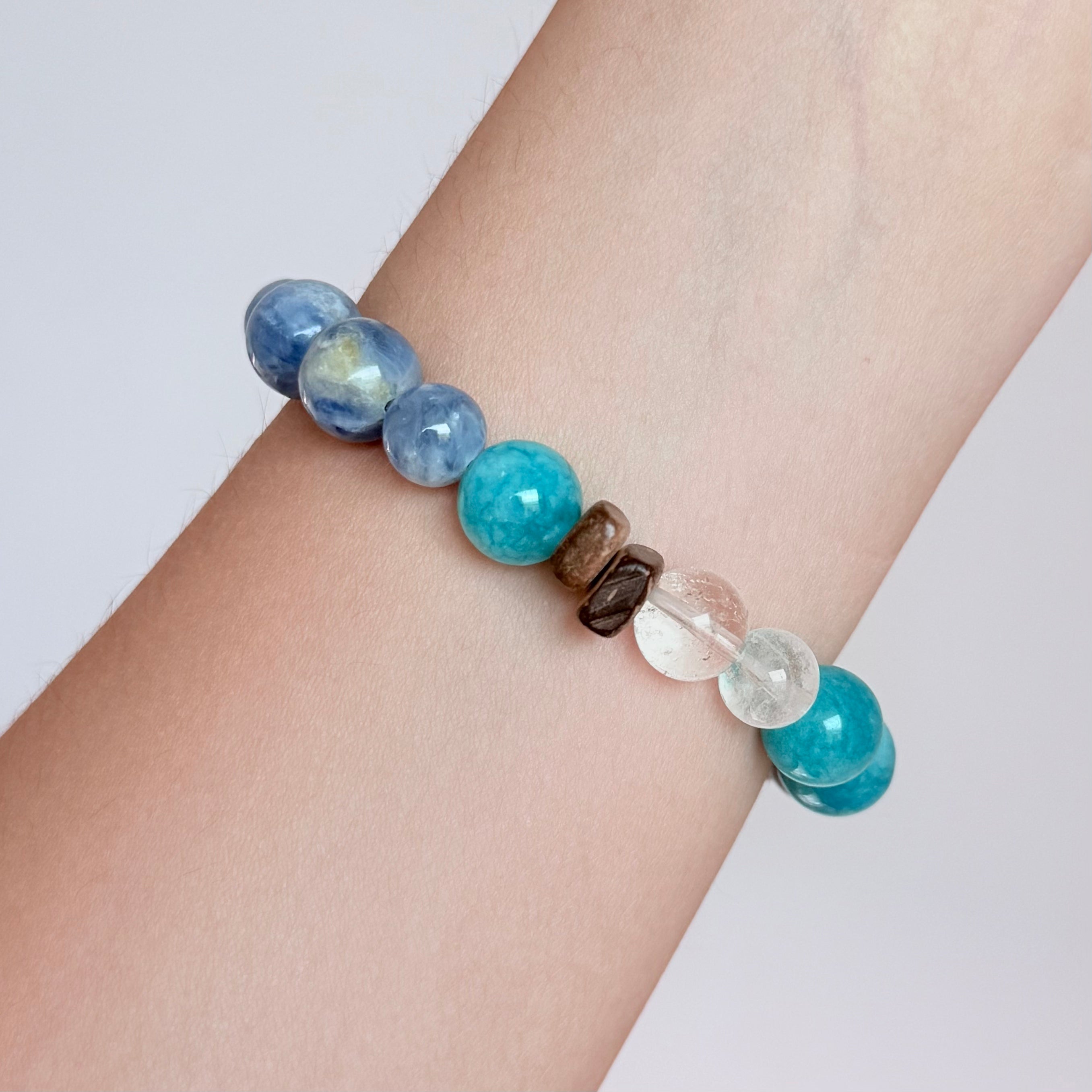 Blue Kyanite & Amazonite Bracelet with Clear Quartz