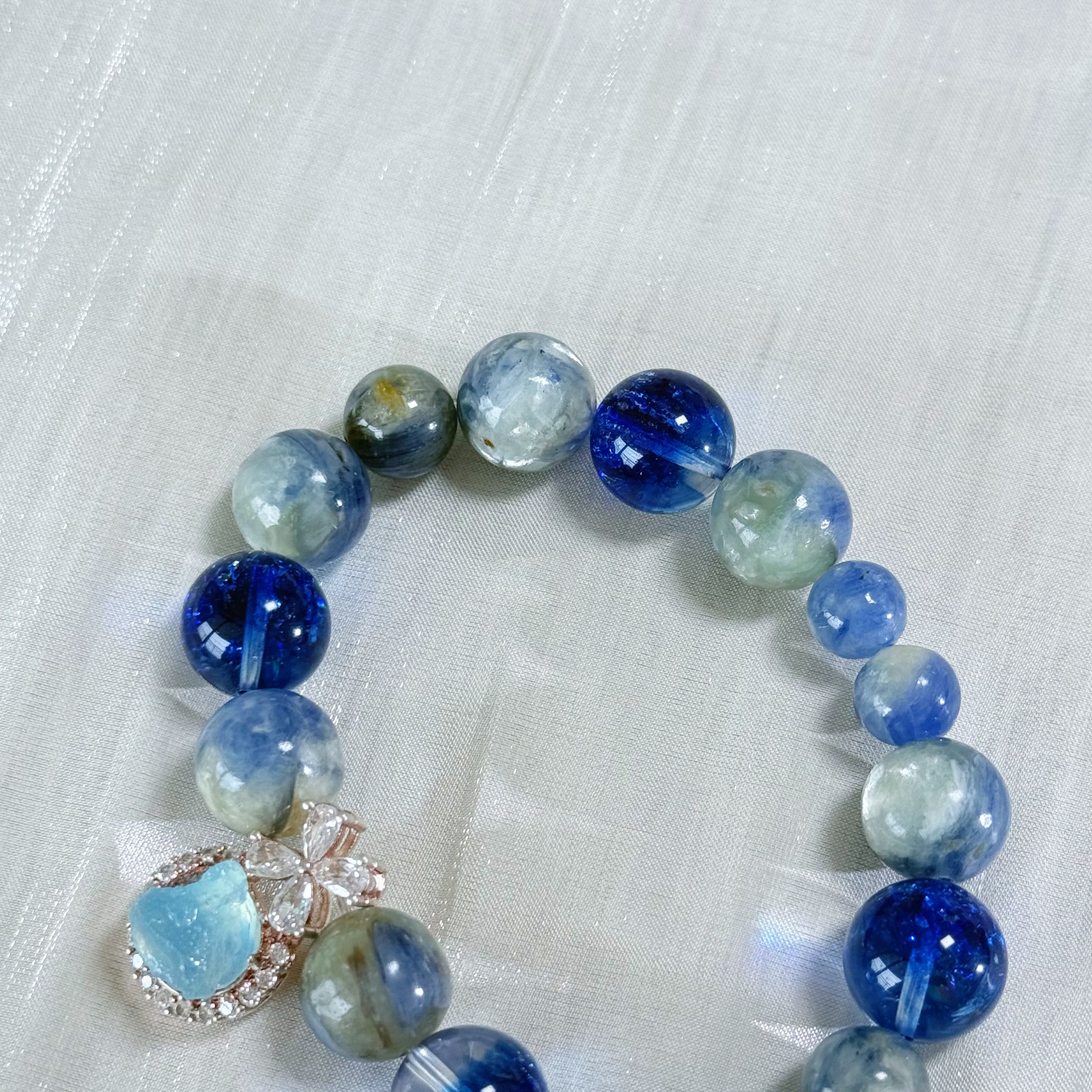 Natural Blue Crystal & Ocean Aura Handmade Bracelet