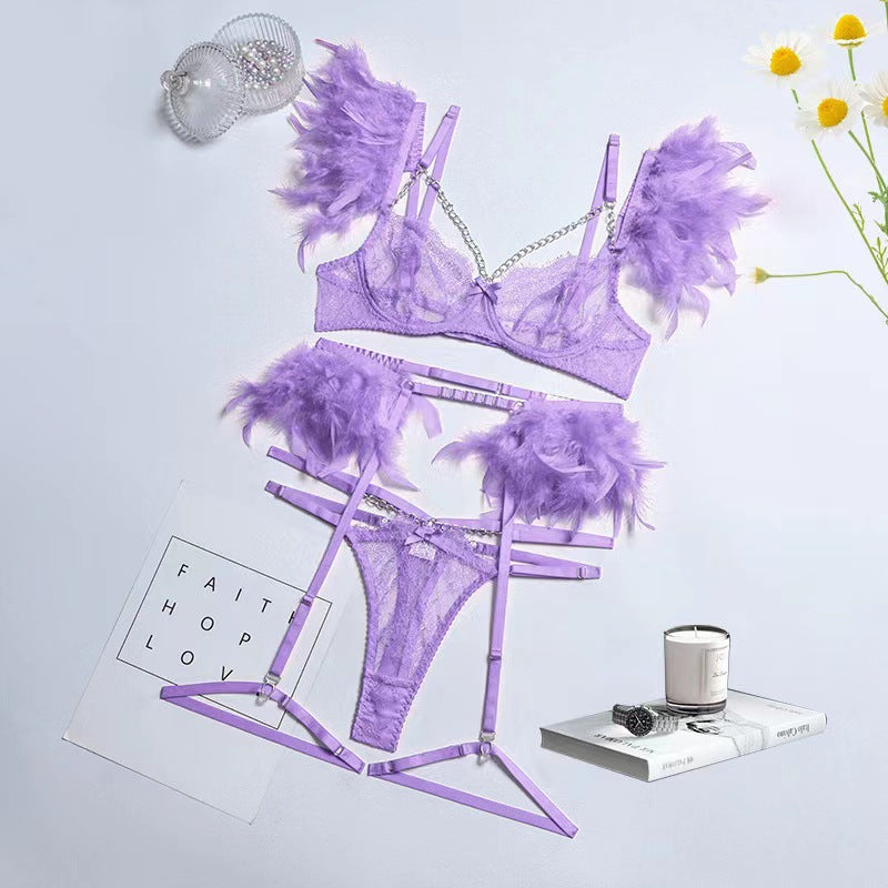 Four - piece Lace Splicing Chain Slimming Lingerie