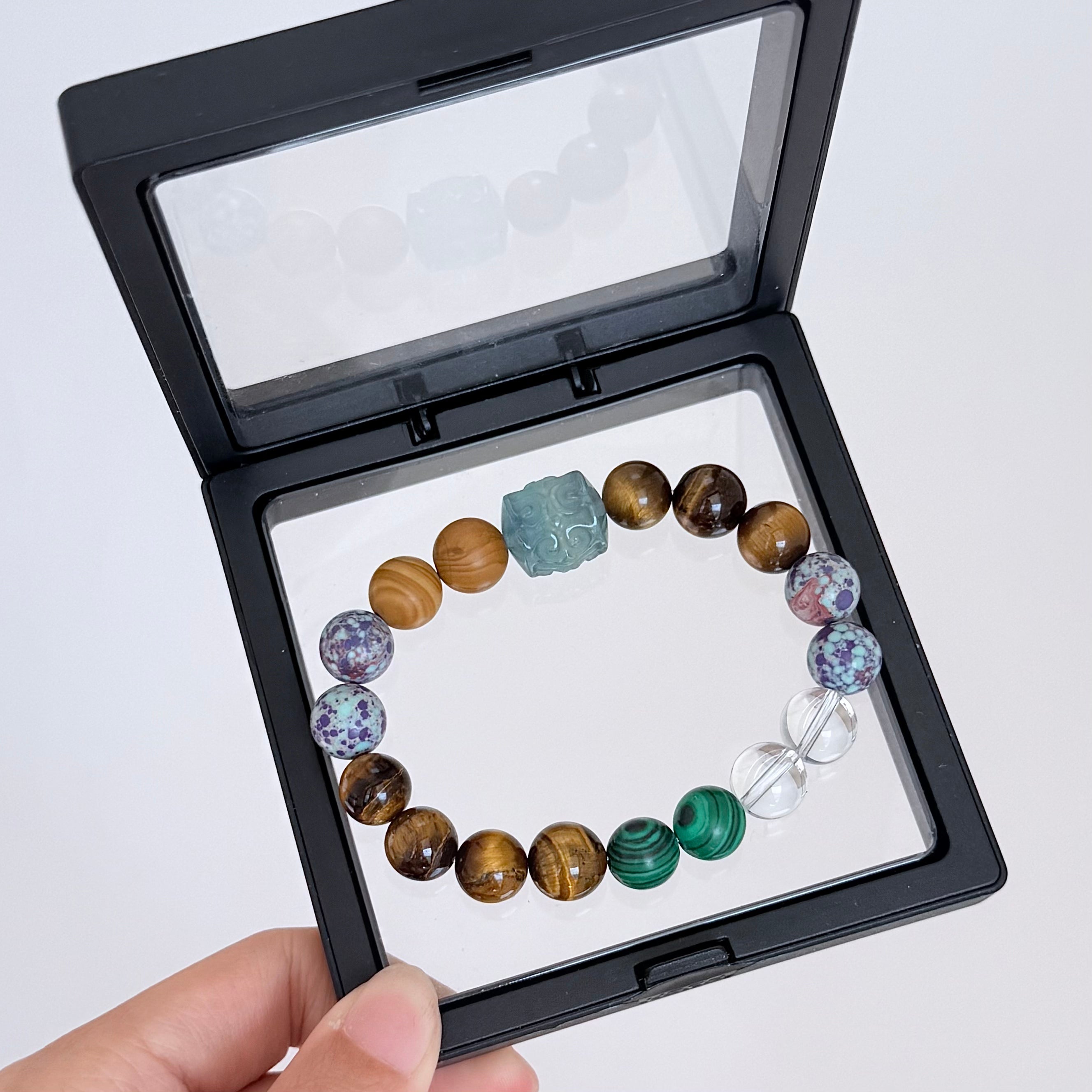 Multi-Gemstone Bracelet with Tiger’s Eye, Malachite & Clear Quartz